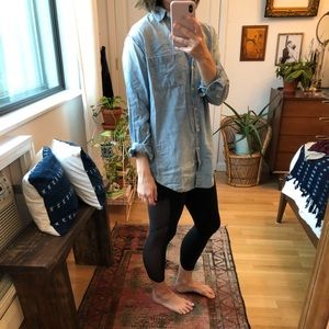 Chambray Madewell button down with high low hem